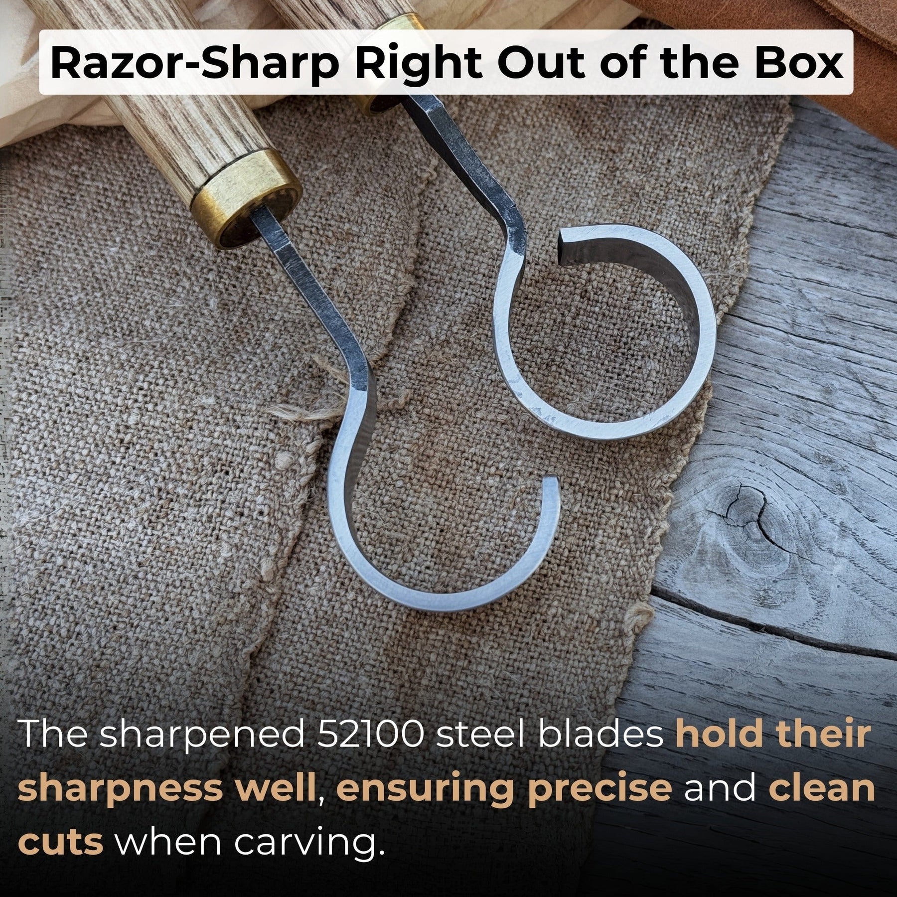 2-Piece Spoon Carving Knife Set detail view by Sharky Forged Steel Tools