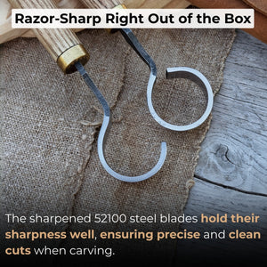 2-Piece Spoon Carving Knife Set detail view by Sharky Forged Steel Tools