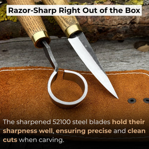 2-Piece Spoon Carving Tool Set with Leather Case detail view by Sharky Forged Steel Tools