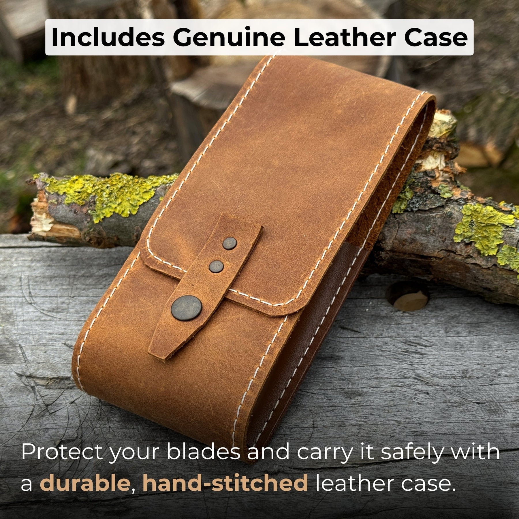 2-Piece Spoon Carving Tool Set with Leather Case detail view by Sharky Forged Steel Tools