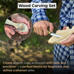 2-Piece Spoon Carving Tool Set with Leather Case detail view by Sharky Forged Steel Tools
