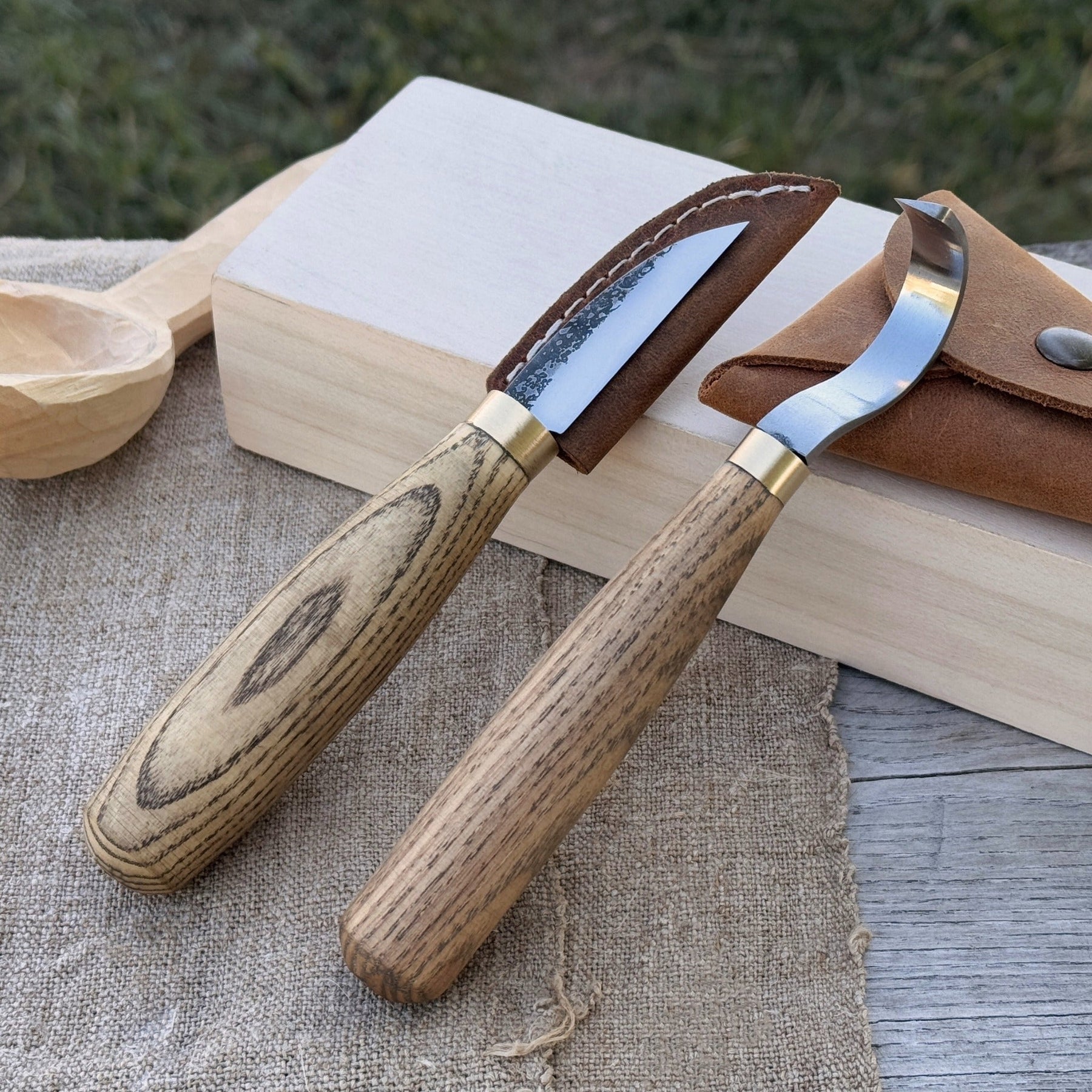 2-Piece Wood Carving Knife Set for Beginners by Sharky Forged Steel Tools