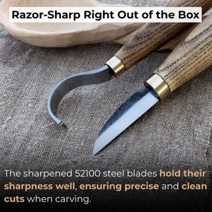 2-Piece Wood Carving Knife Set for Beginners detail view by Sharky Forged Steel Tools