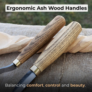 2-Piece Wood Carving Knife Set for Beginners detail view by Sharky Forged Steel Tools