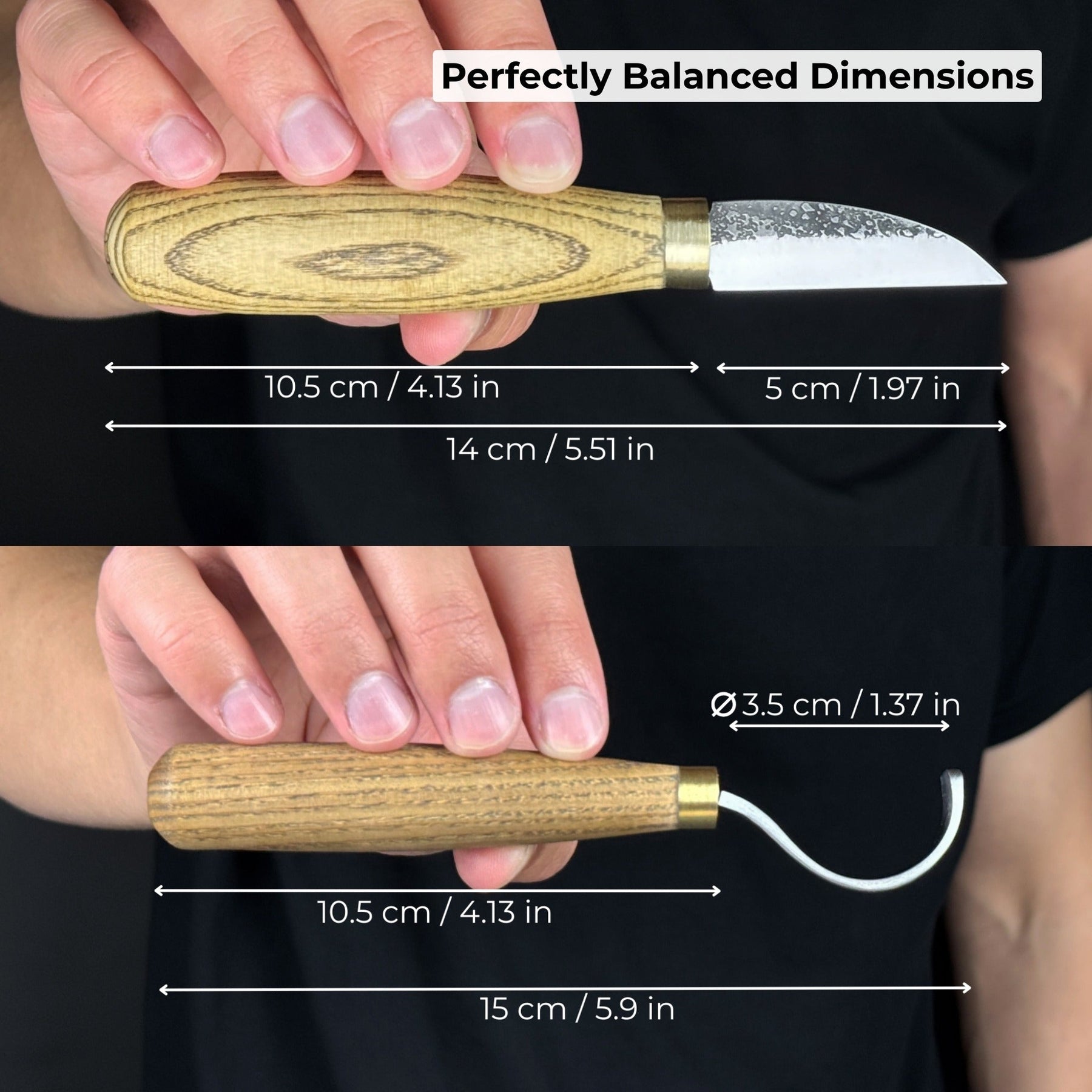 2-Piece Wood Carving Knife Set for Beginners detail view by Sharky Forged Steel Tools
