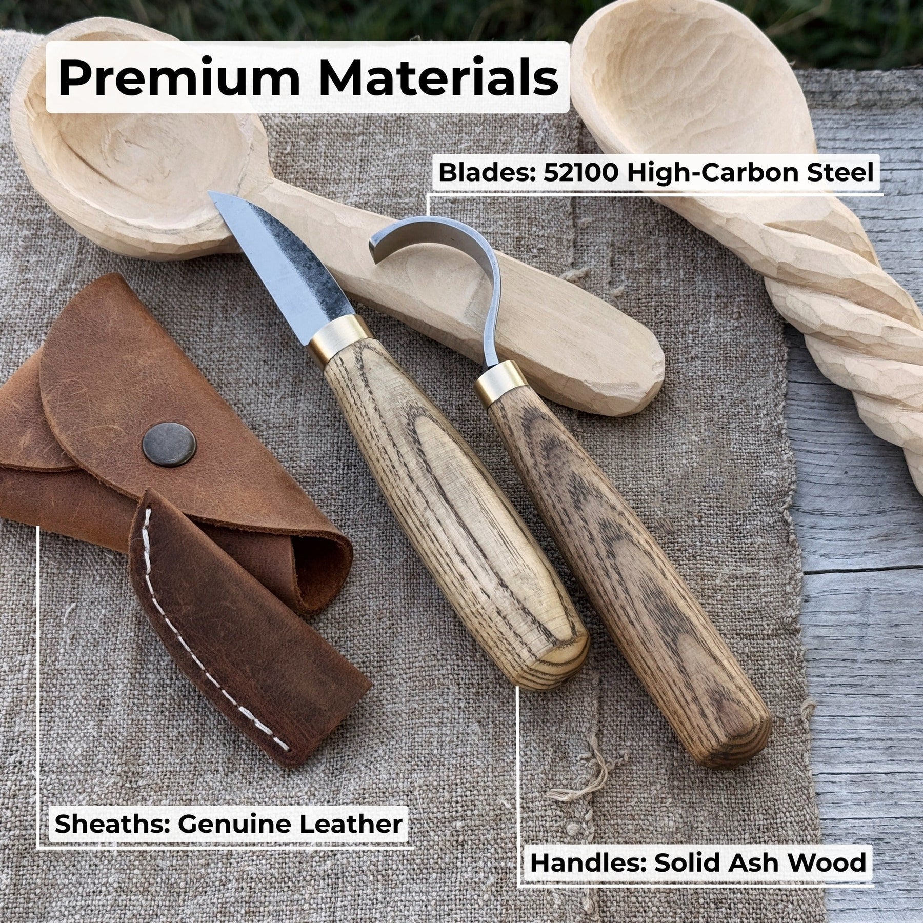 2-Piece Wood Carving Knife Set for Beginners detail view by Sharky Forged Steel Tools