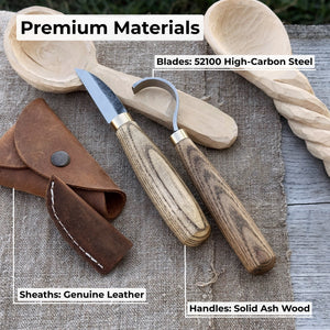 2-Piece Wood Carving Knife Set for Beginners detail view by Sharky Forged Steel Tools