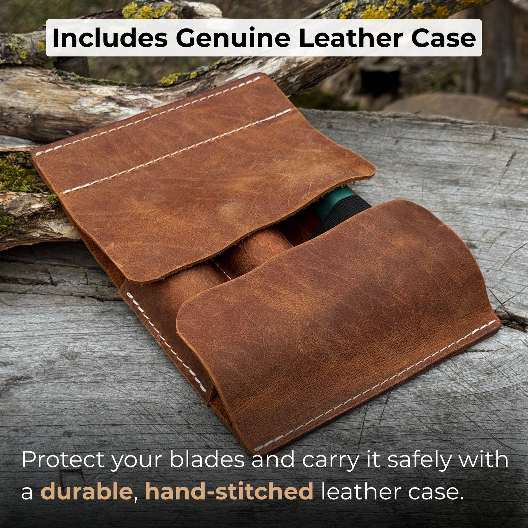 2-Piece Wood Carving Knife Set with Leather Strop and Case detail view by Sharky Forged Steel Tools