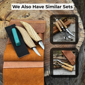 2-Piece Wood Carving Knife Set with Leather Strop and Case detail view by Sharky Forged Steel Tools