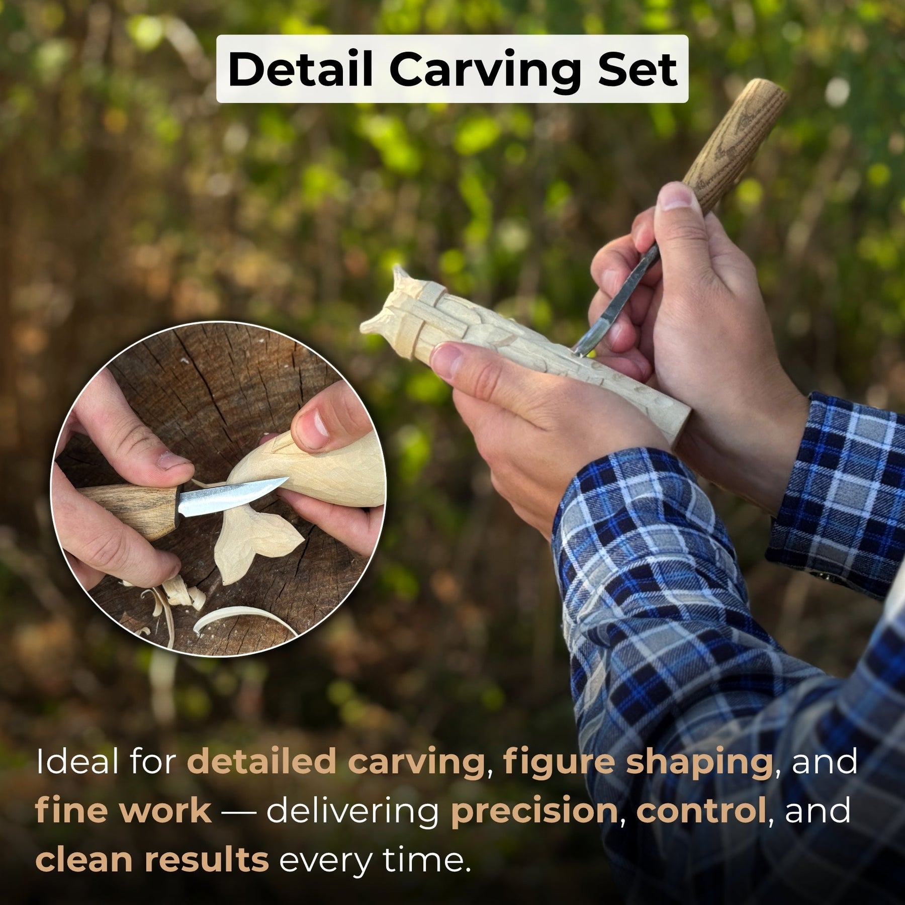2-Piece Wood Carving Set detail view by Sharky Forged Steel Tools
