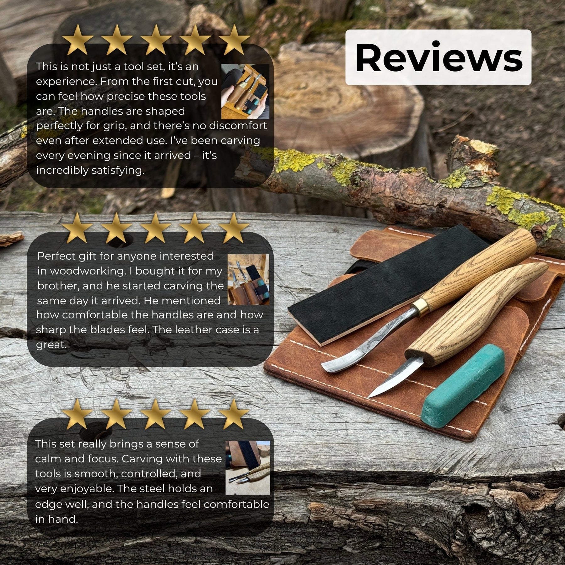 2-Piece Wood Carving Set detail view by Sharky Forged Steel Tools