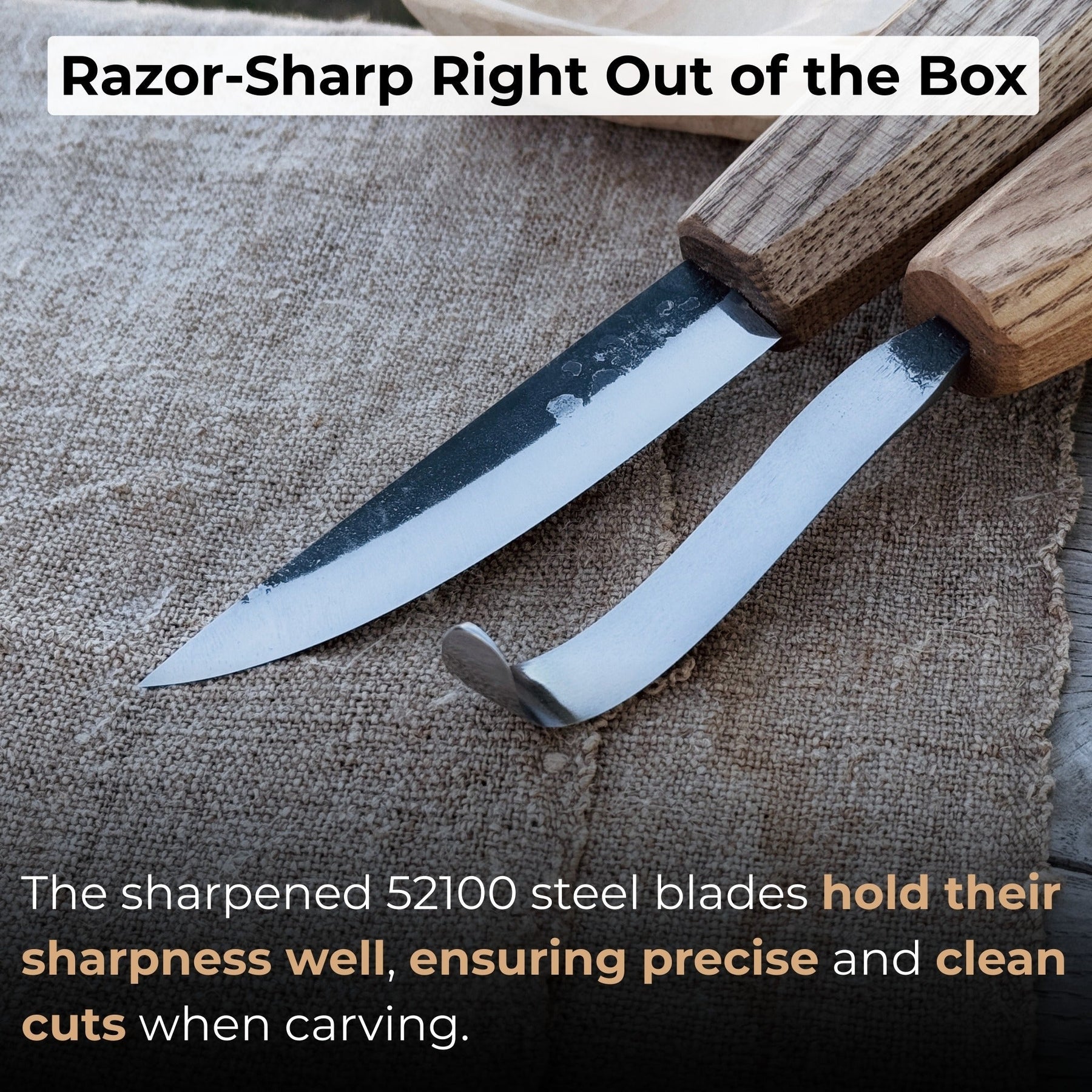 2-Piece Wooden Spoon Carving Set detail view by Sharky Forged Steel Tools