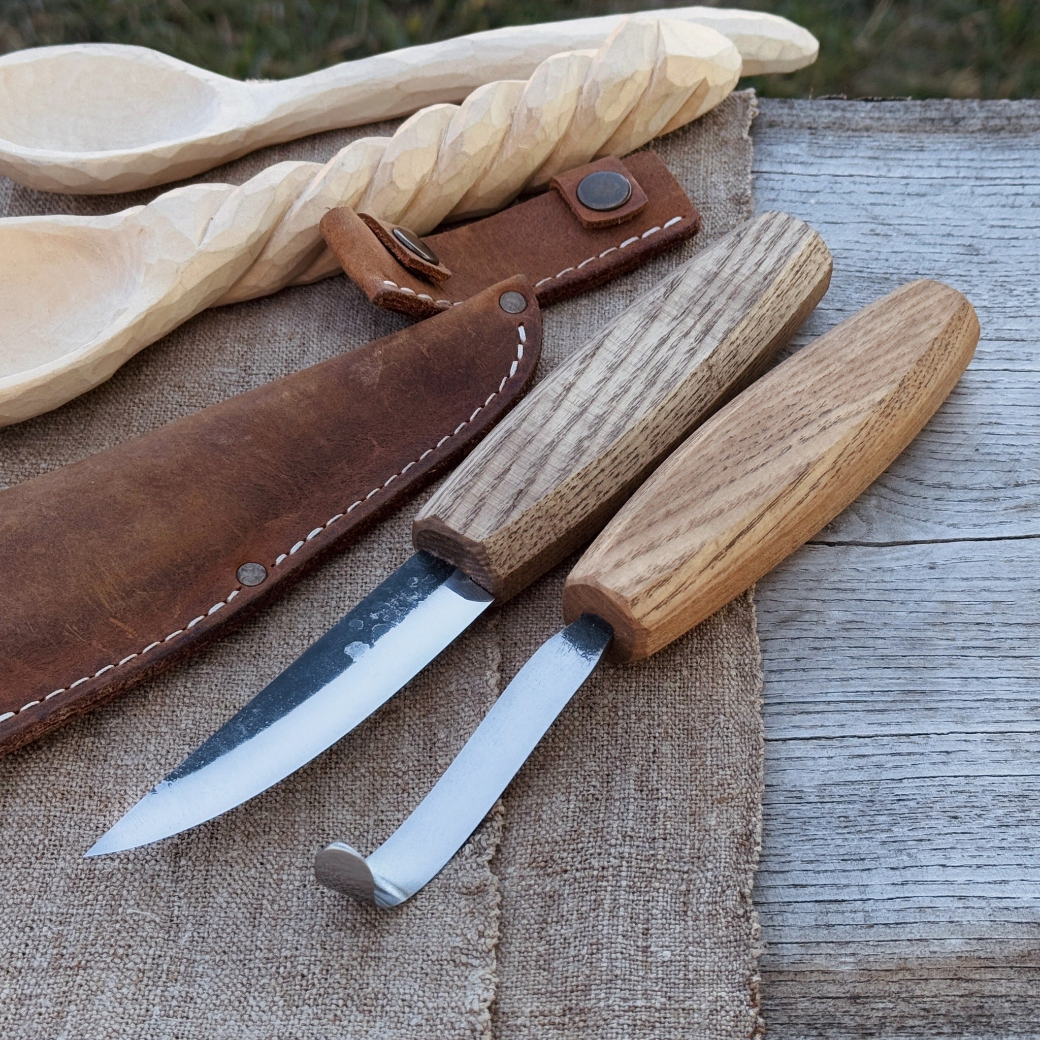 2-Piece Wooden Spoon Carving Set by Sharky Forged Steel Tools