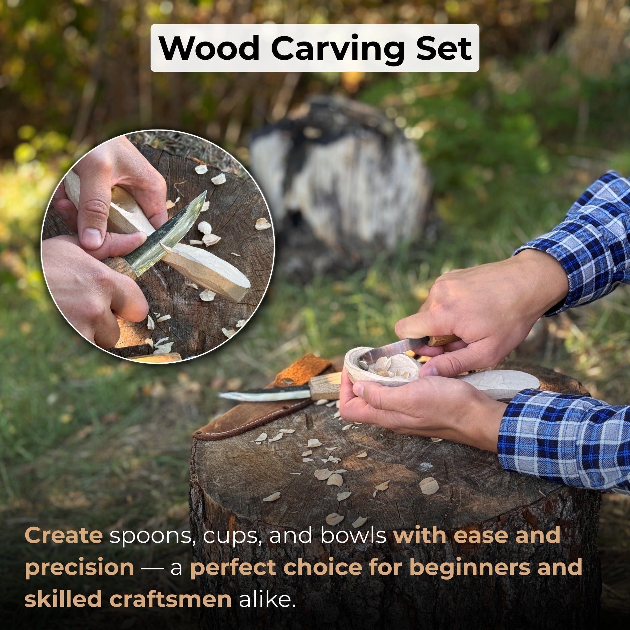 2-Piece Wooden Spoon Carving Set detail view by Sharky Forged Steel Tools
