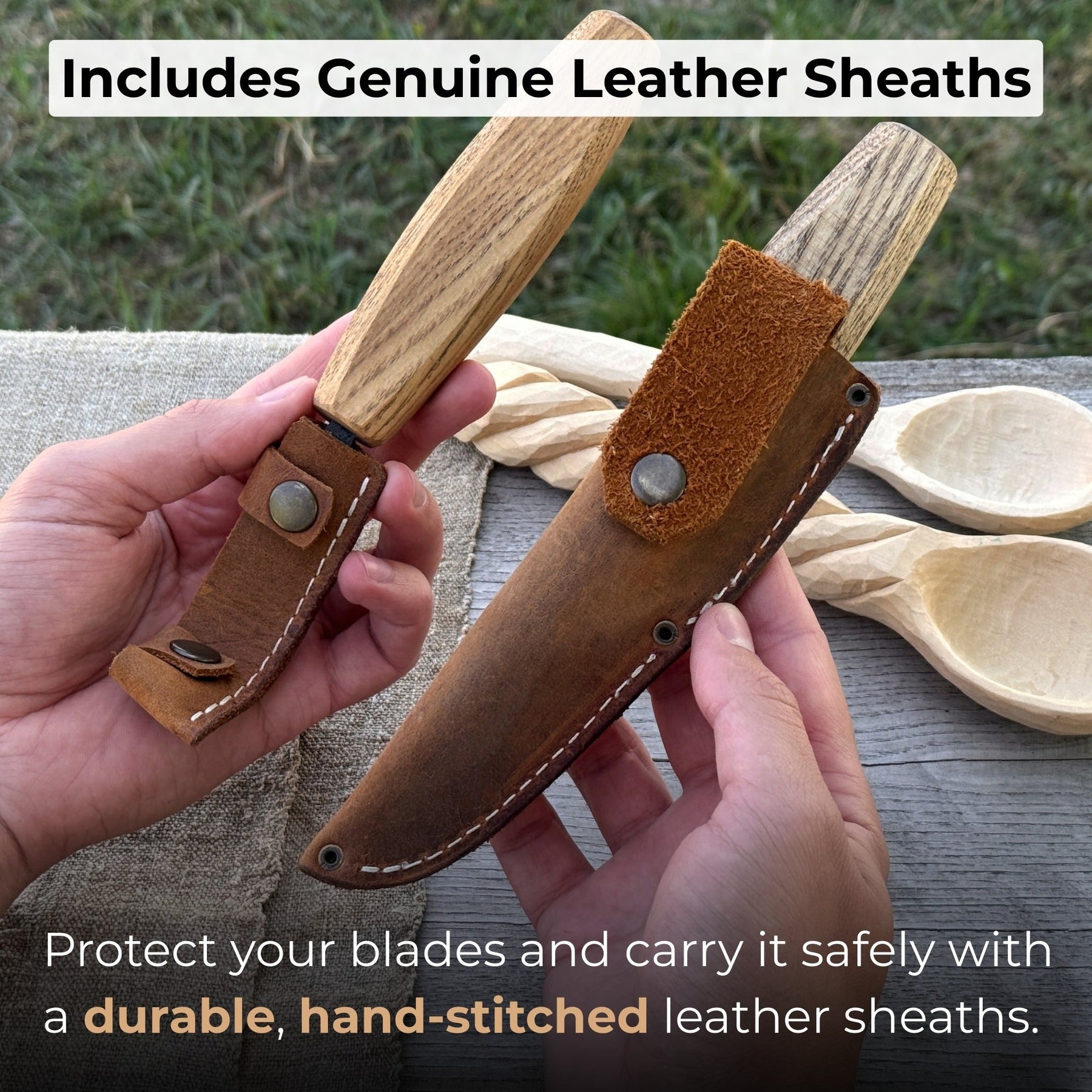 2-Piece Wooden Spoon Carving Set detail view by Sharky Forged Steel Tools