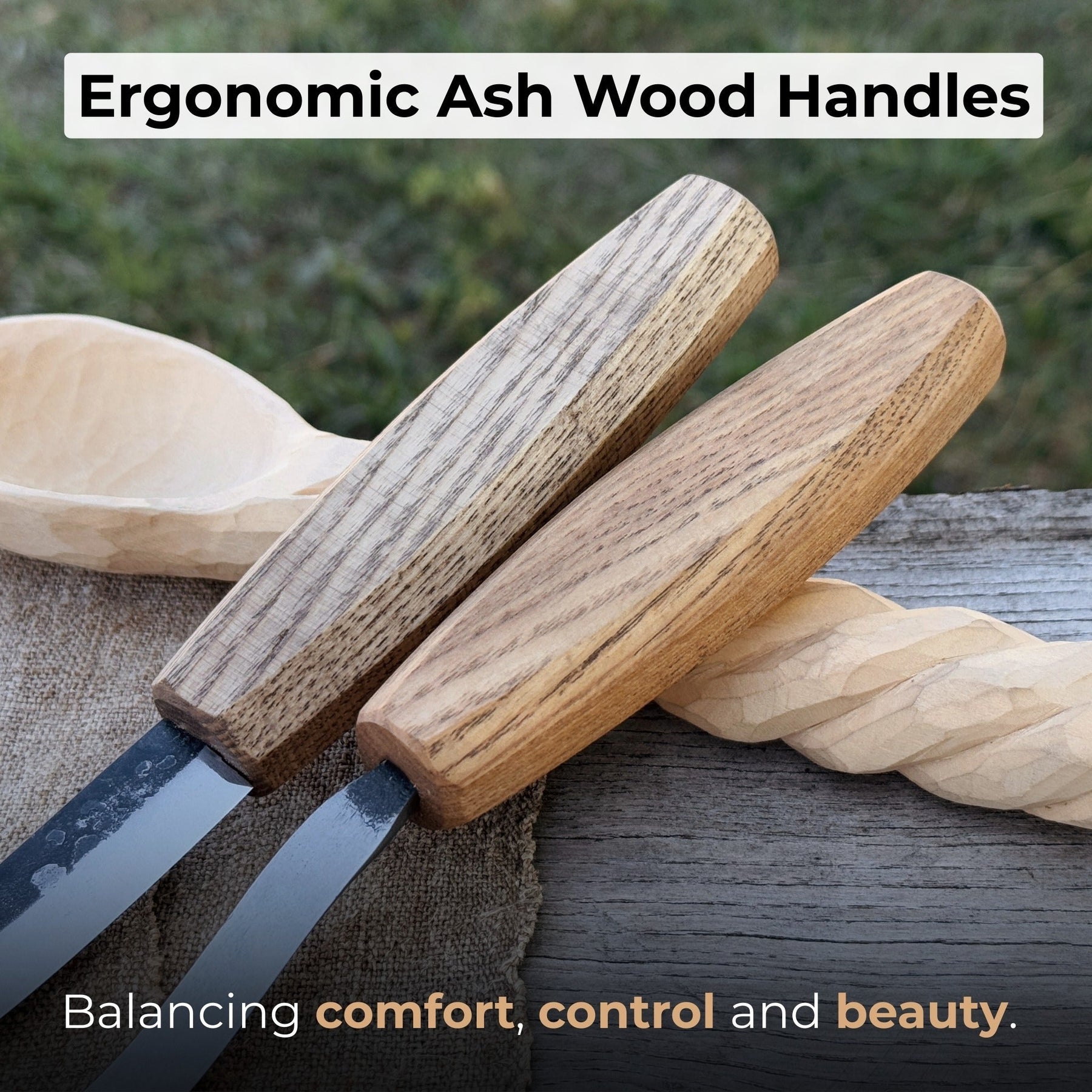 2-Piece Wooden Spoon Carving Set detail view by Sharky Forged Steel Tools