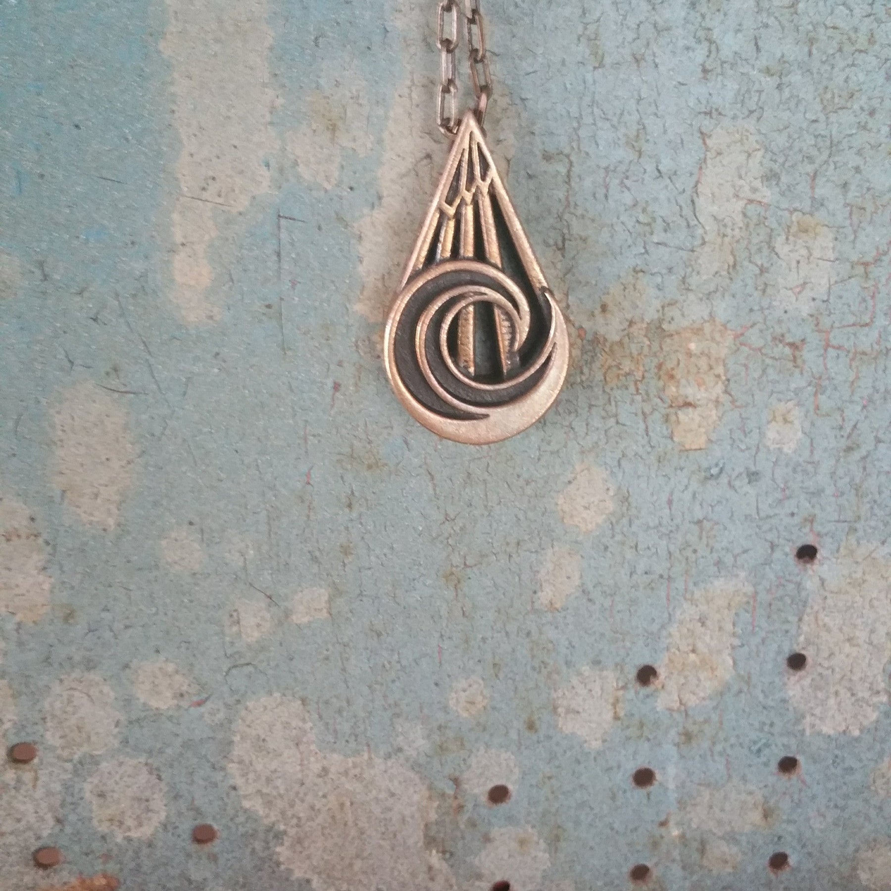 PEACE Mountain Wave Necklace - Bronze by Forged By Fire — view 3 of 6