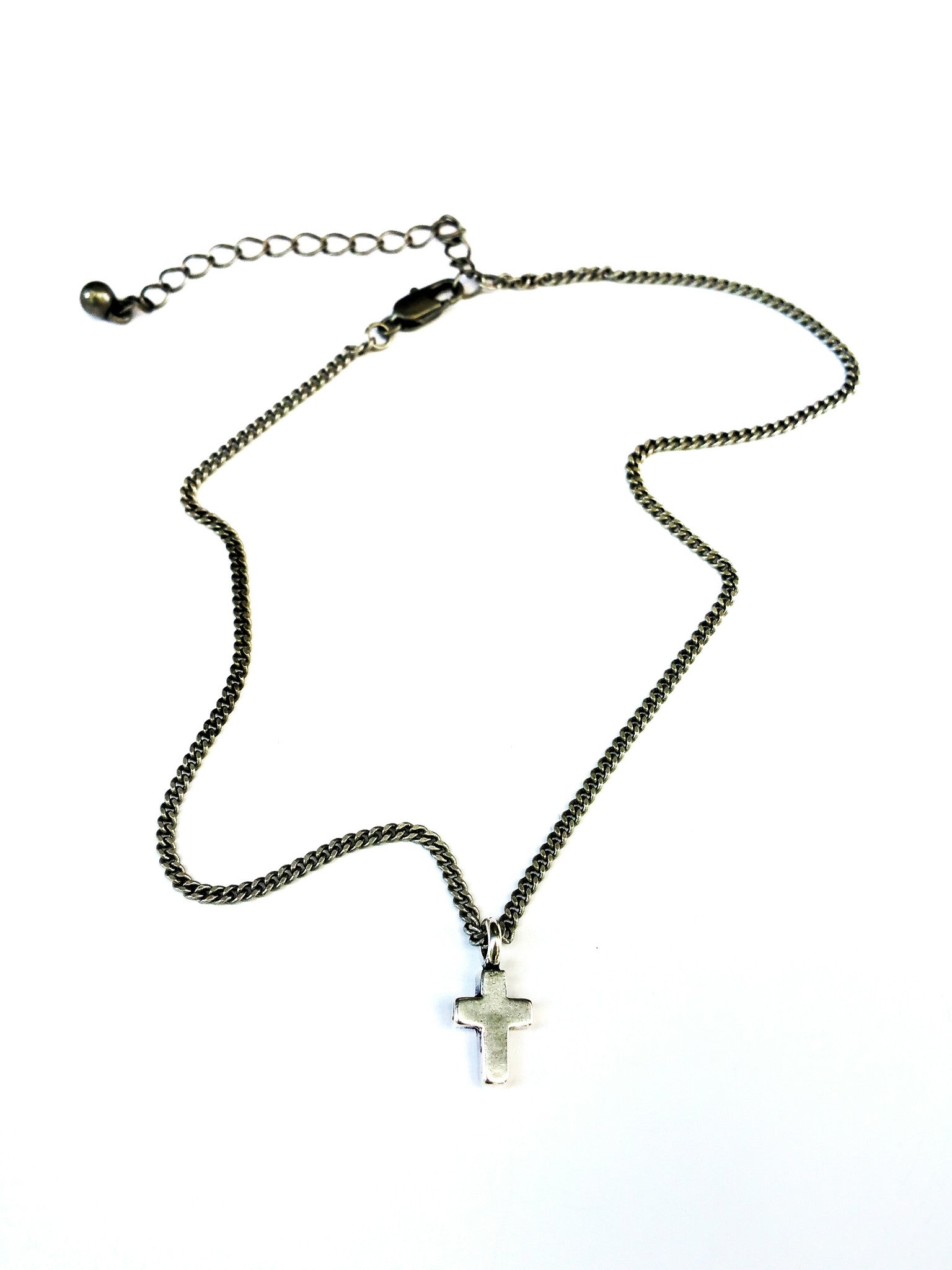 Mini Cross of Comfort Necklace - Sterling Silver Choker Charm by Forged By Fire — view 2 of 5
