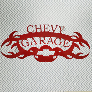 Chevy Garage Metal Sign – Custom Plasma Cut Steel Wall Decor for Garage, Shop, or Mancave