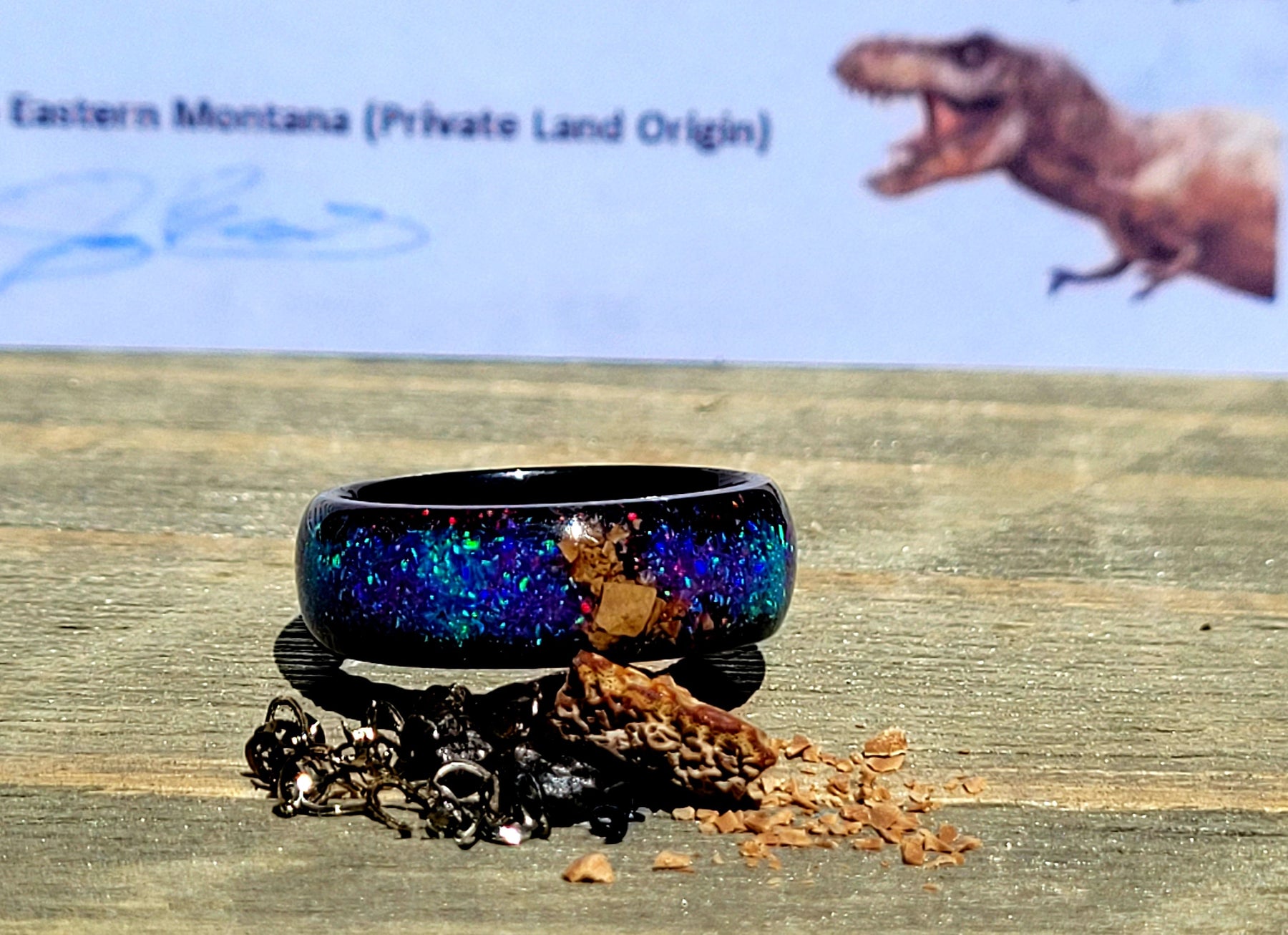 The T-Rex Galaxy Ring by Cotton Street Art Company, handmade jewelry detail photo 4
