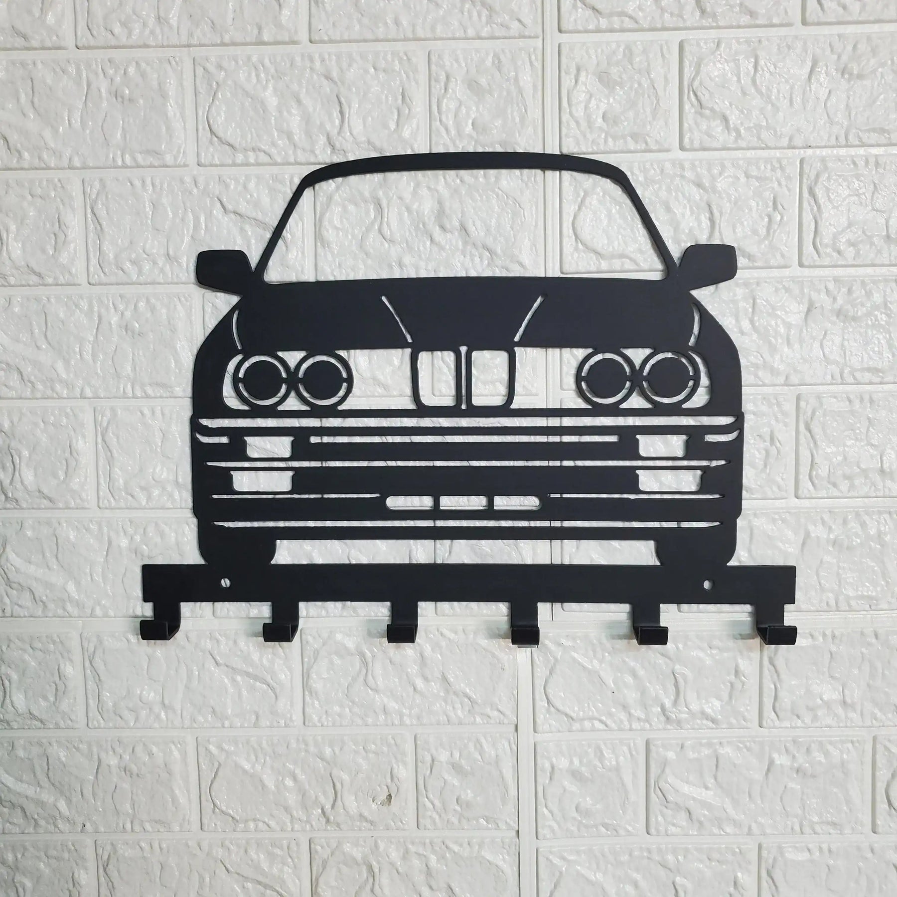 BMW E30 Key Holder – Full Front View Steel Wall Mounted Key Rack – Classic Car Organizer 12"x8" by Martin Metalwork LLC