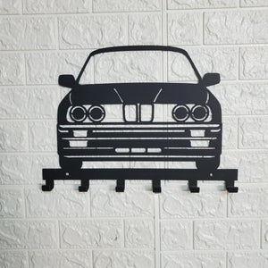 BMW E30 Key Holder – Full Front View Steel Wall Mounted Key Rack – Classic Car Organizer 12"x8" detail view by Martin