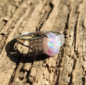 Memorial Opal Princess Ring * Ashes Infused with Opals by Cotton Street Art Company, handmade jewelry detail photo 3