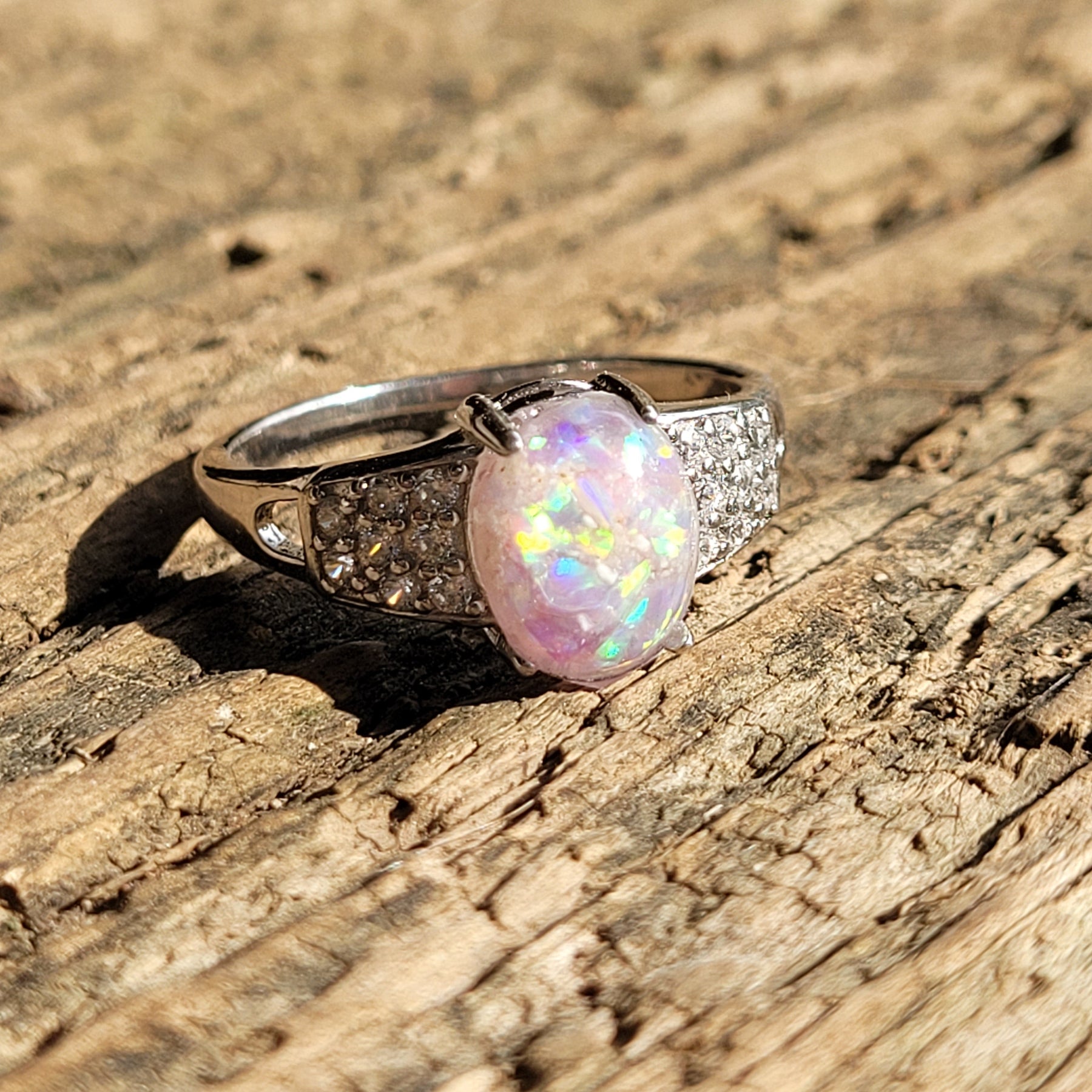 Memorial Opal Princess Ring * Ashes Infused with Opals by Cotton Street Art Company, handmade jewelry main product photo