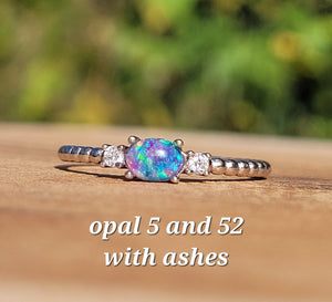 Stackable Memory Opal Ring Made w/ Cremation Ash, Dirt, Hair, or Sand by Cotton Street Art Company, handmade jewelry detail photo 4