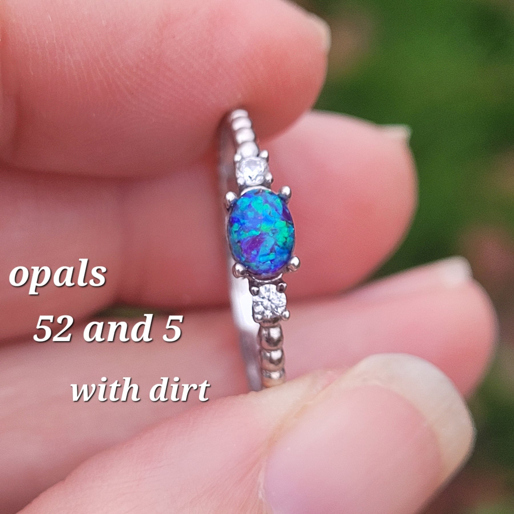 Stackable Memory Opal Ring Made w/ Cremation Ash, Dirt, Hair, or Sand by Cotton Street Art Company, handmade jewelry detail photo 5