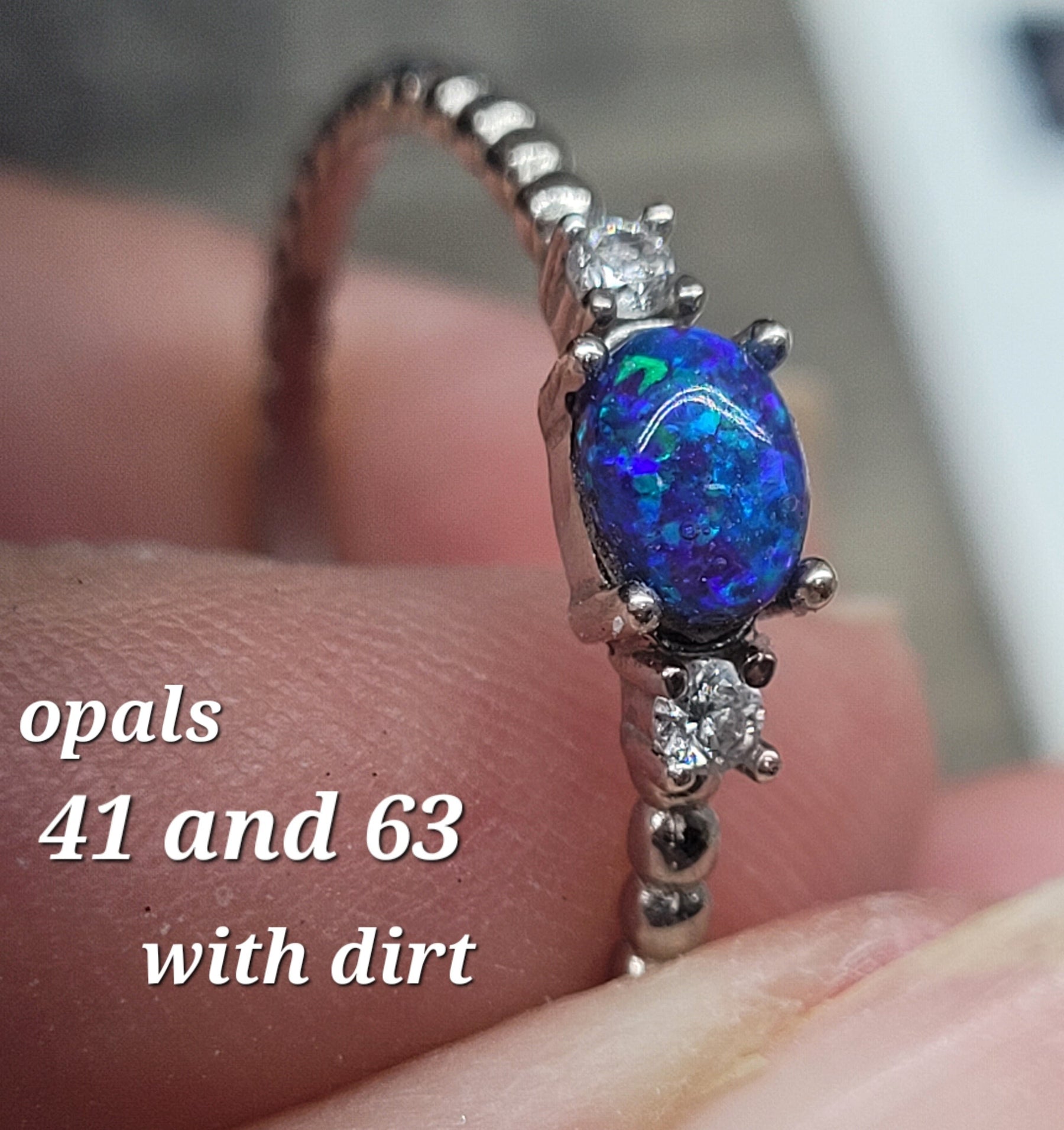 Stackable Memory Opal Ring Made w/ Cremation Ash, Dirt, Hair, or Sand by Cotton Street Art Company, handmade jewelry detail photo 6