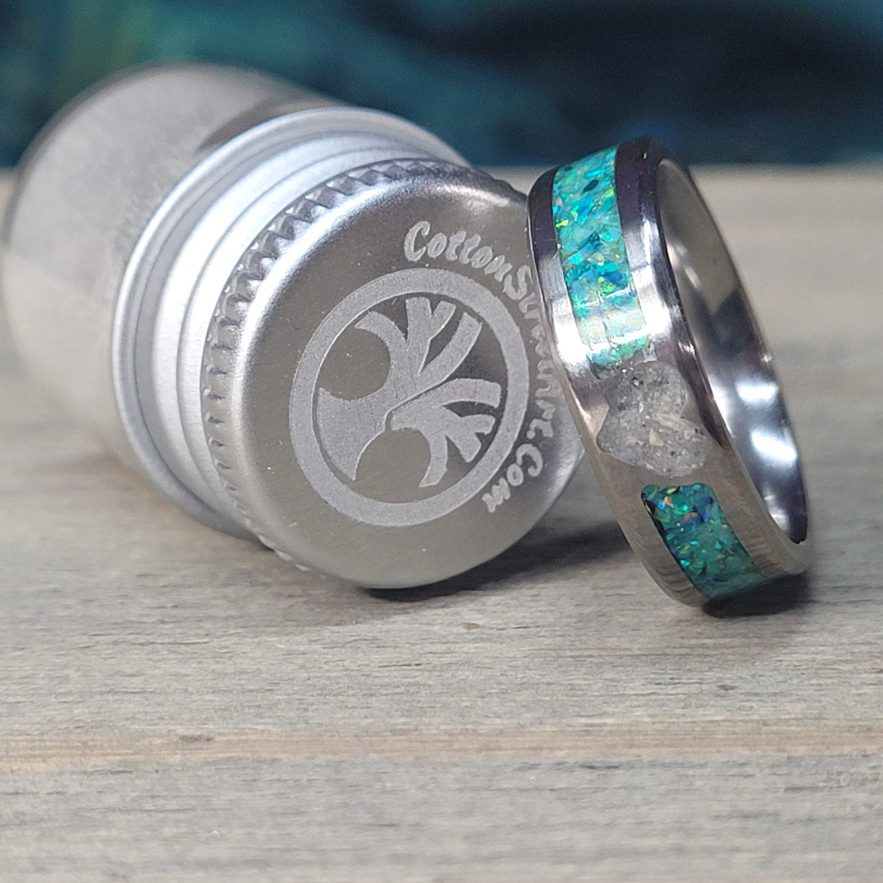 You are My Heart Memorial Ring - Titanium Band by Cotton Street Art Company, handmade jewelry detail photo 14