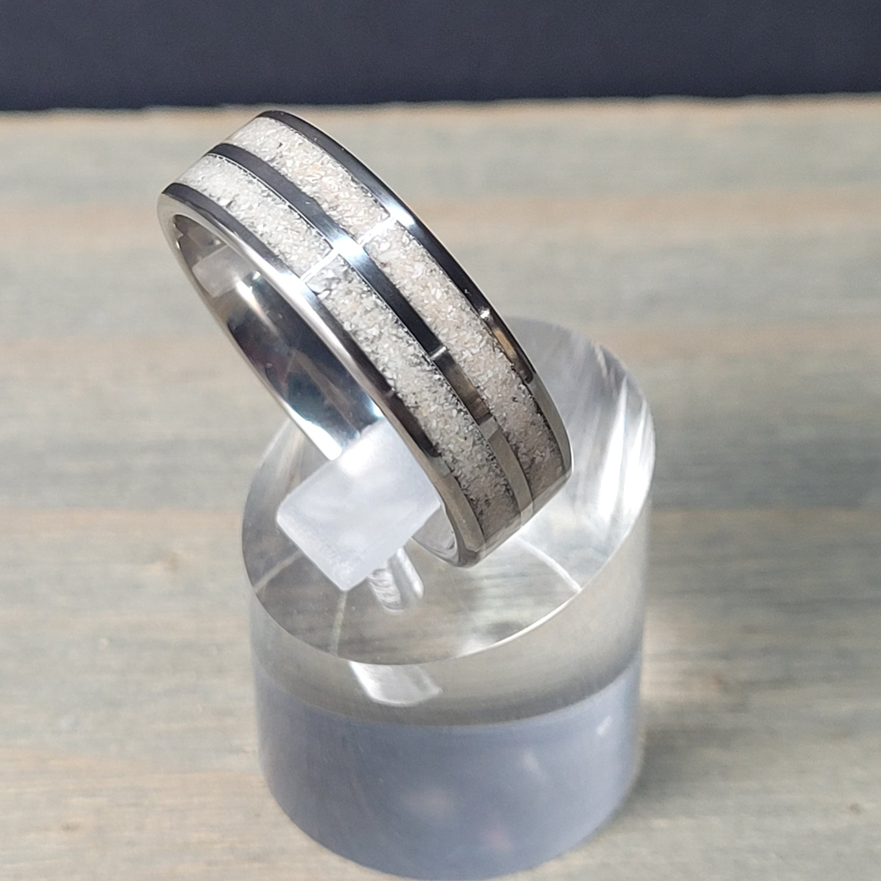 Double Channel Memorial Ring * One Ring To Memorialize Mom and Dad by Cotton Street Art Company, handmade jewelry detail photo 6