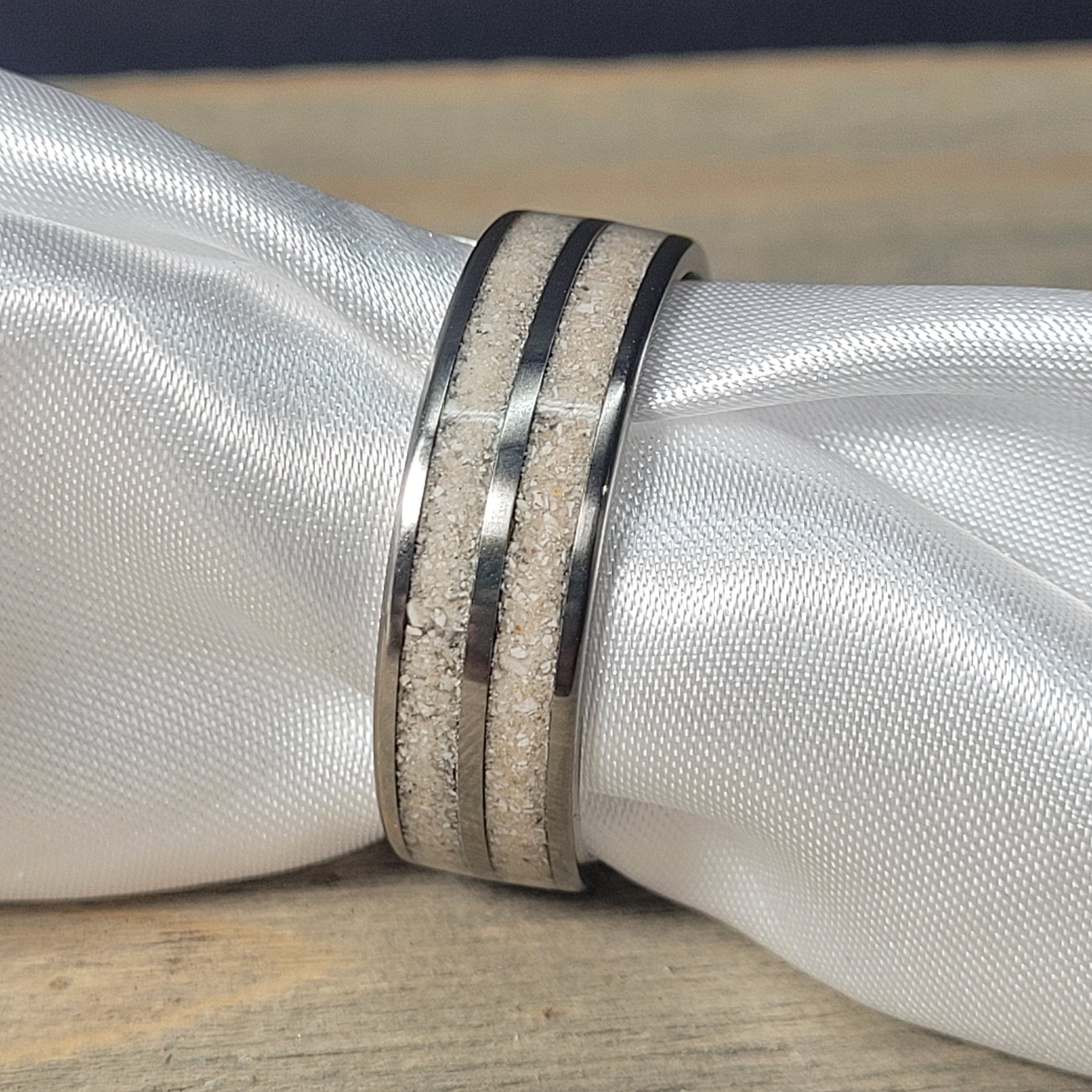 Double Channel Memorial Ring * One Ring To Memorialize Mom and Dad by Cotton Street Art Company, handmade jewelry detail photo 3