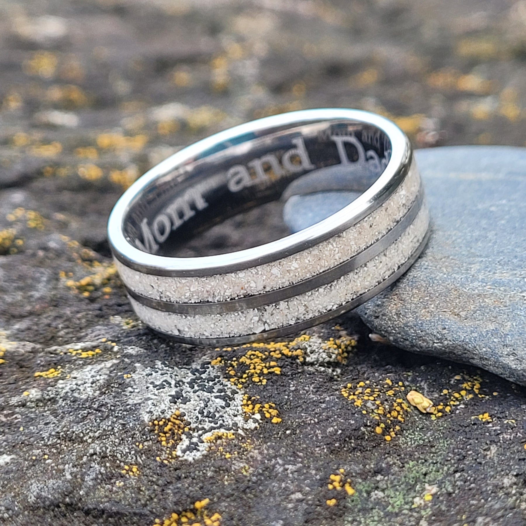 Double Channel Memorial Ring * One Ring To Memorialize Mom and Dad by Cotton Street Art Company, handmade jewelry detail photo 4