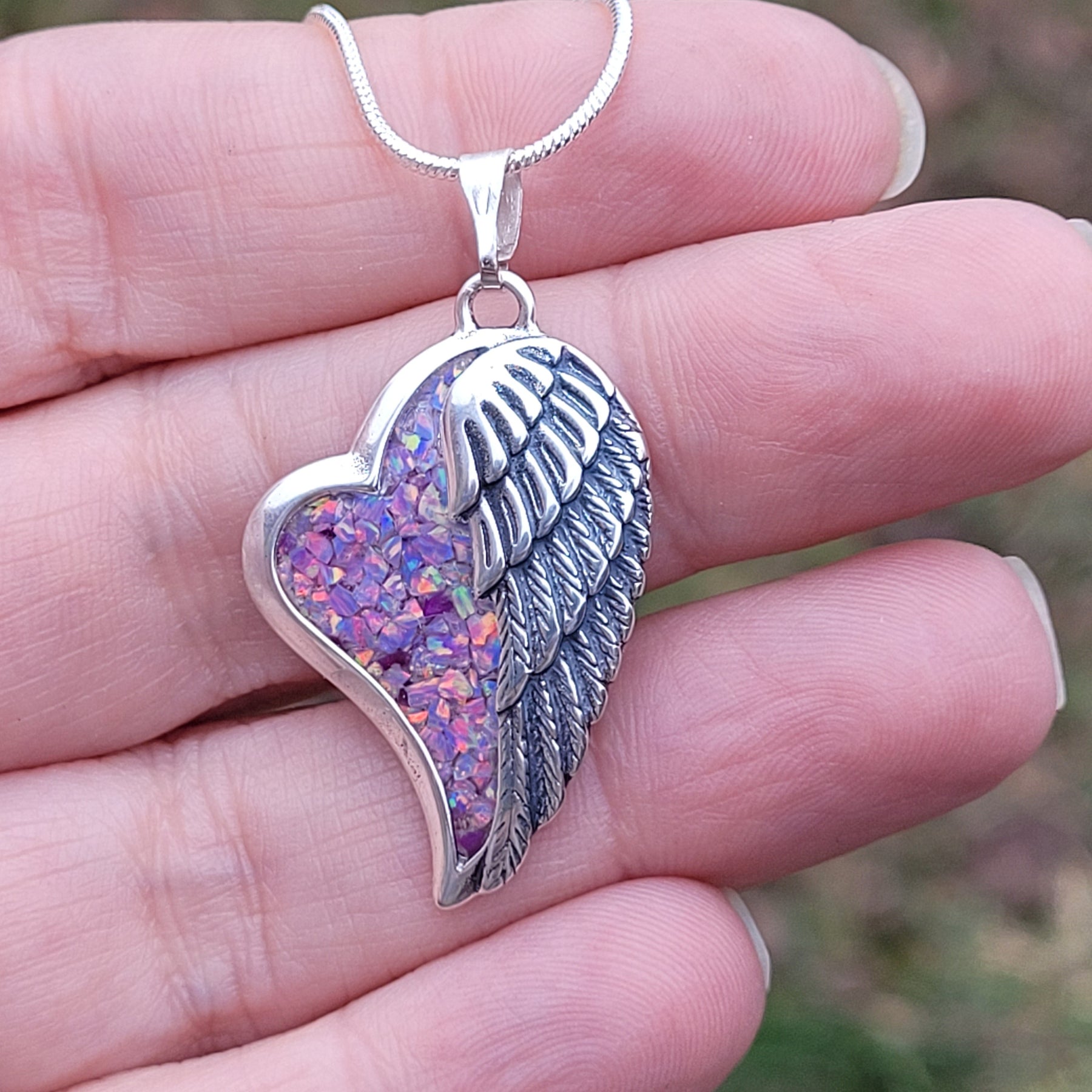 Wings of Love Memorial Pendant by Cotton Street Art Company, handmade jewelry main product photo