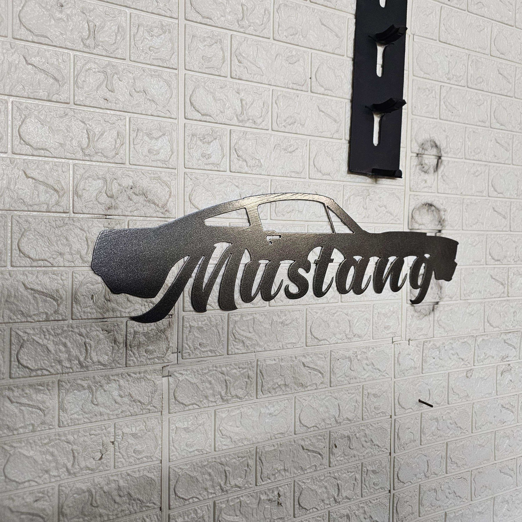 Classic Mustang Fastback Metal Wall Art – Plasma Cut Steel Garage Decor – Retro Car Gift for Mancave, Office, or Bar 20"x6"