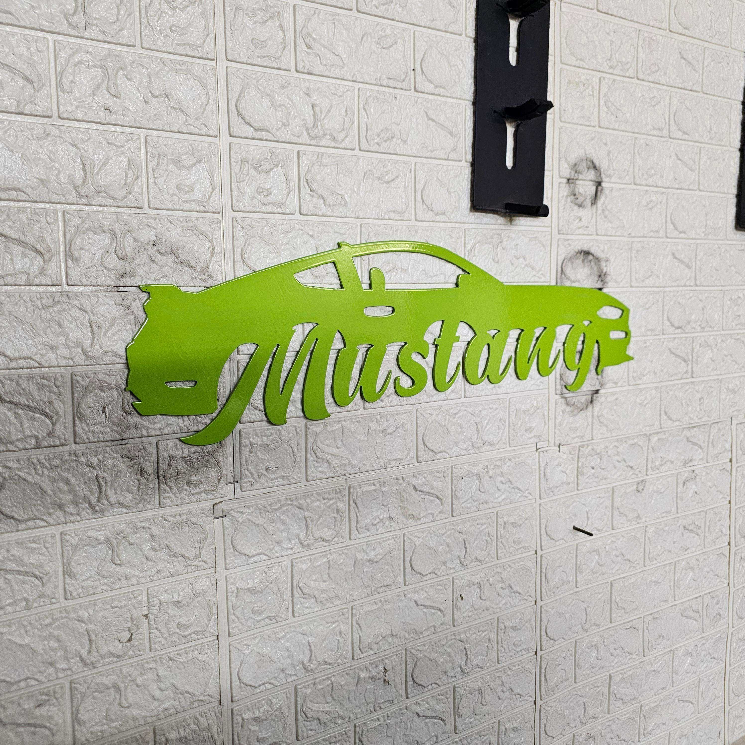6th Gen Mustang Metal Wall Art – Plasma Cut Steel Decor for Garage, Mancave, or Office – Custom Color Car Gift 20"x6"