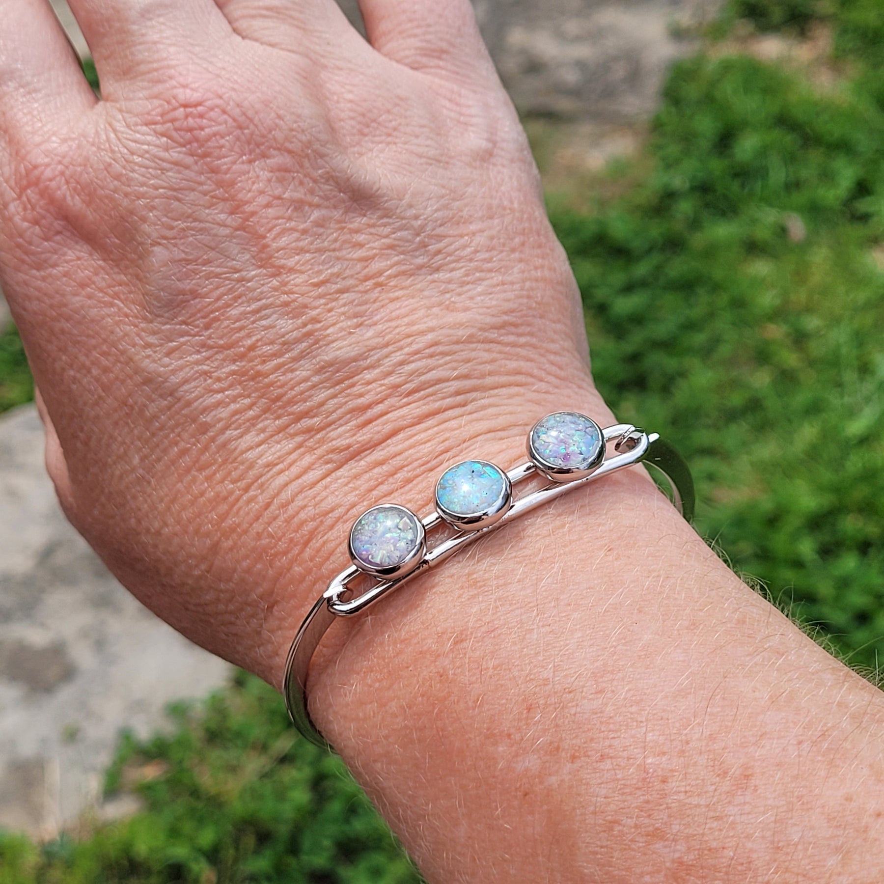 Cremation Ash Memorial Bracelet -Eternal Tides by Cotton Street Art Company, handmade jewelry detail photo 2