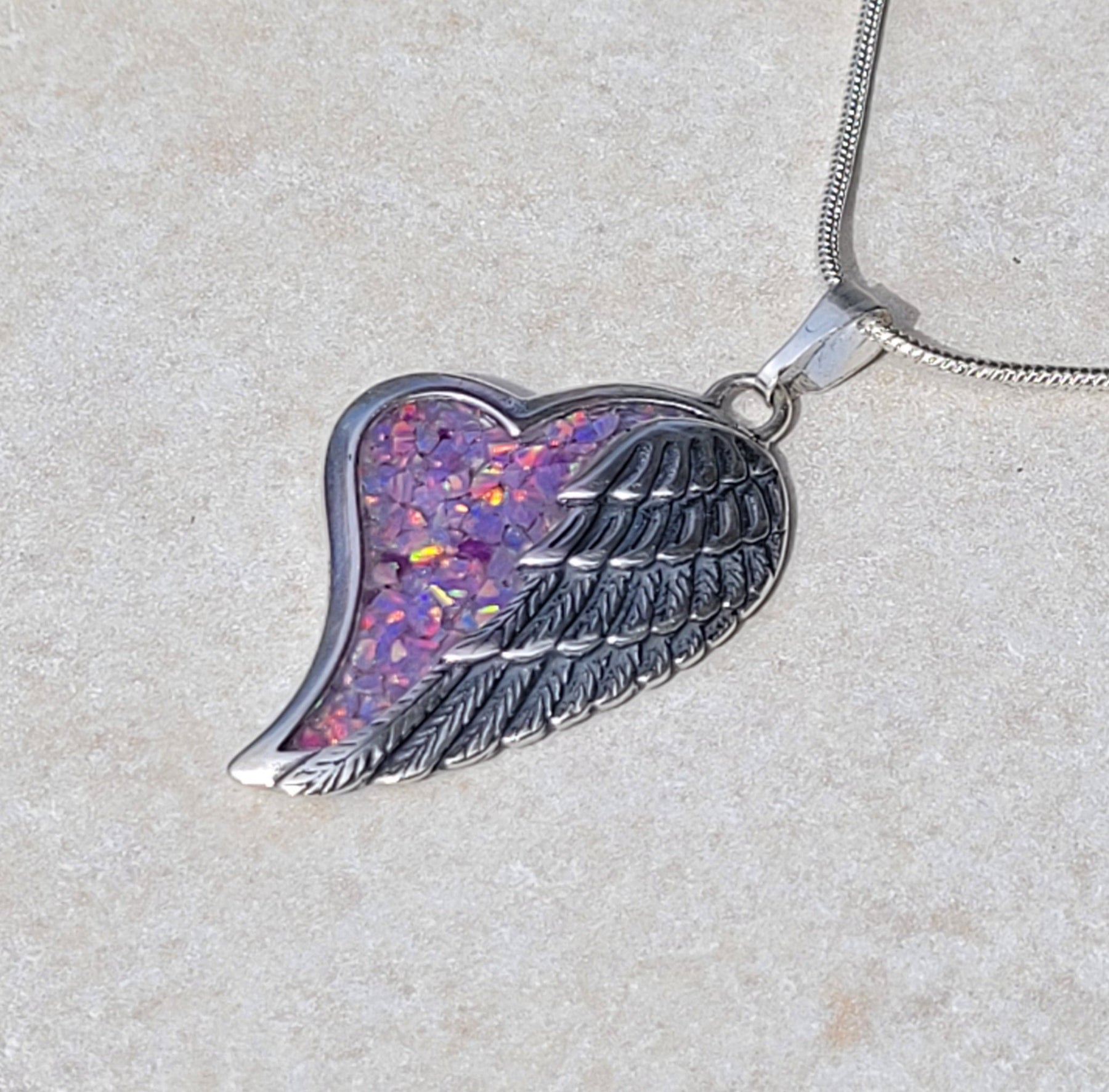 Wings of Love Memorial Pendant by Cotton Street Art Company, handmade jewelry detail photo 5