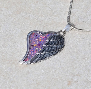 Wings of Love Memorial Pendant by Cotton Street Art Company, handmade jewelry detail photo 5