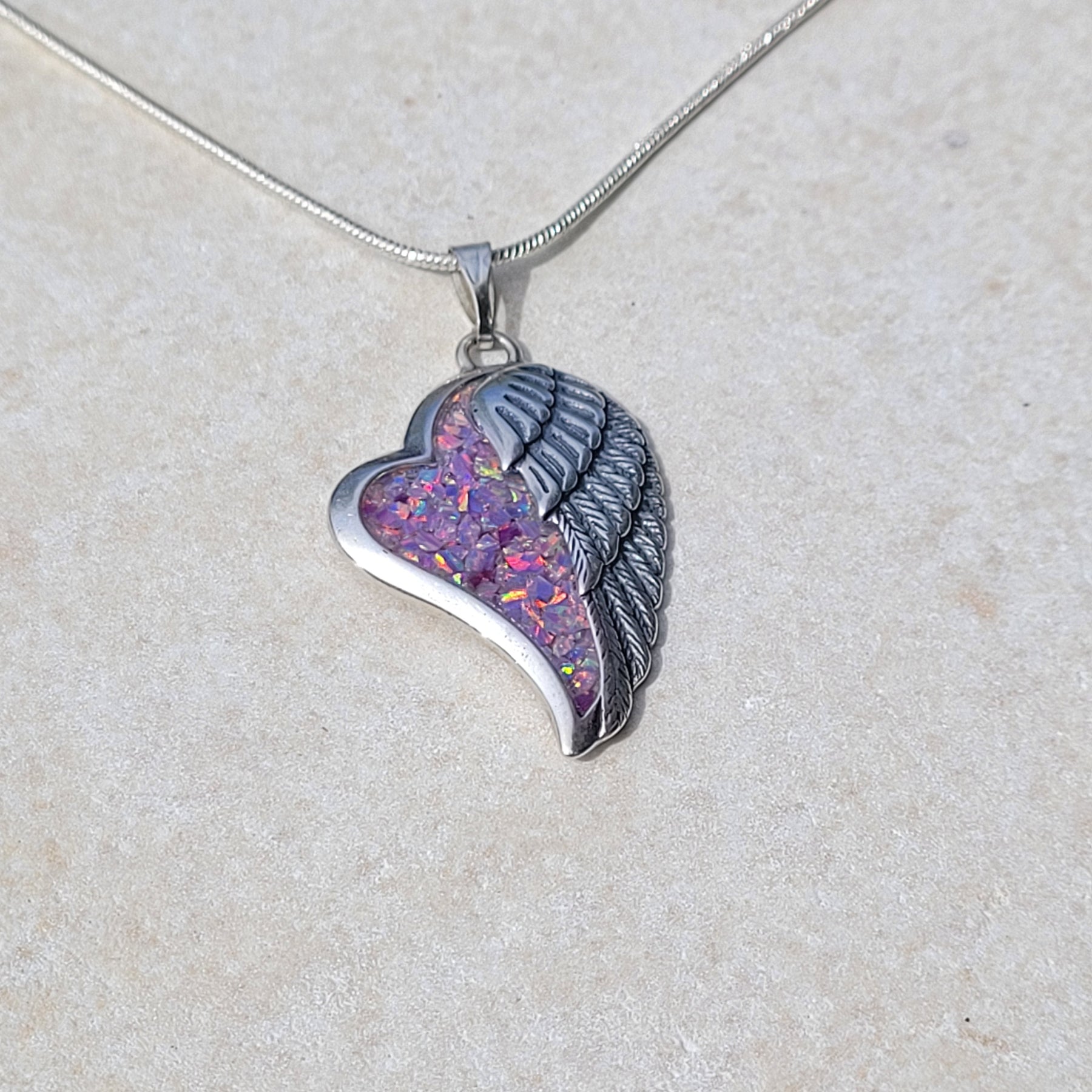 Wings of Love Memorial Pendant by Cotton Street Art Company, handmade jewelry detail photo 7