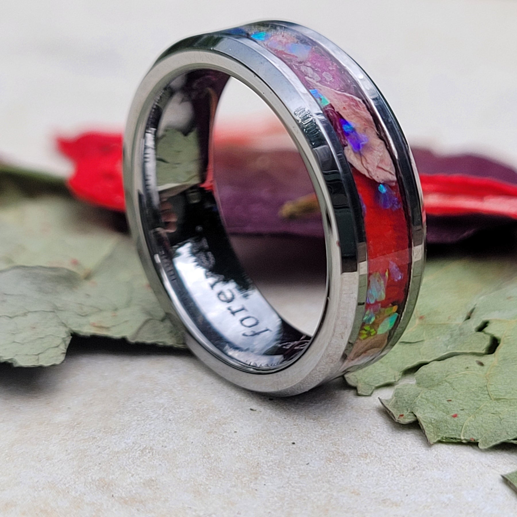 Dried Flowers & Opal Ring ~ Handmade with the Flowers You Send by Cotton Street Art Company, handmade jewelry detail photo 7