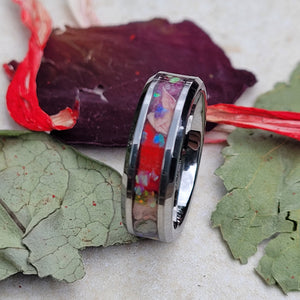 Dried Flowers & Opal Ring ~ Handmade with the Flowers You Send by Cotton Street Art Company, handmade jewelry detail photo 3