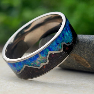 Keepsake Memory Ring "Mountains On My Mind" Titanium Band by Cotton Street Art Company, handmade jewelry detail photo 9