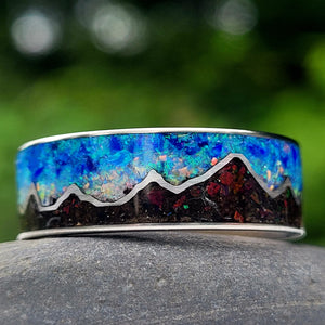 Keepsake Memory Ring "Mountains On My Mind" Titanium Band by Cotton Street Art Company, handmade jewelry detail photo 10