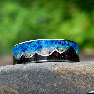 Keepsake Memory Ring "Mountains On My Mind" Titanium Band by Cotton Street Art Company, handmade jewelry detail photo 6