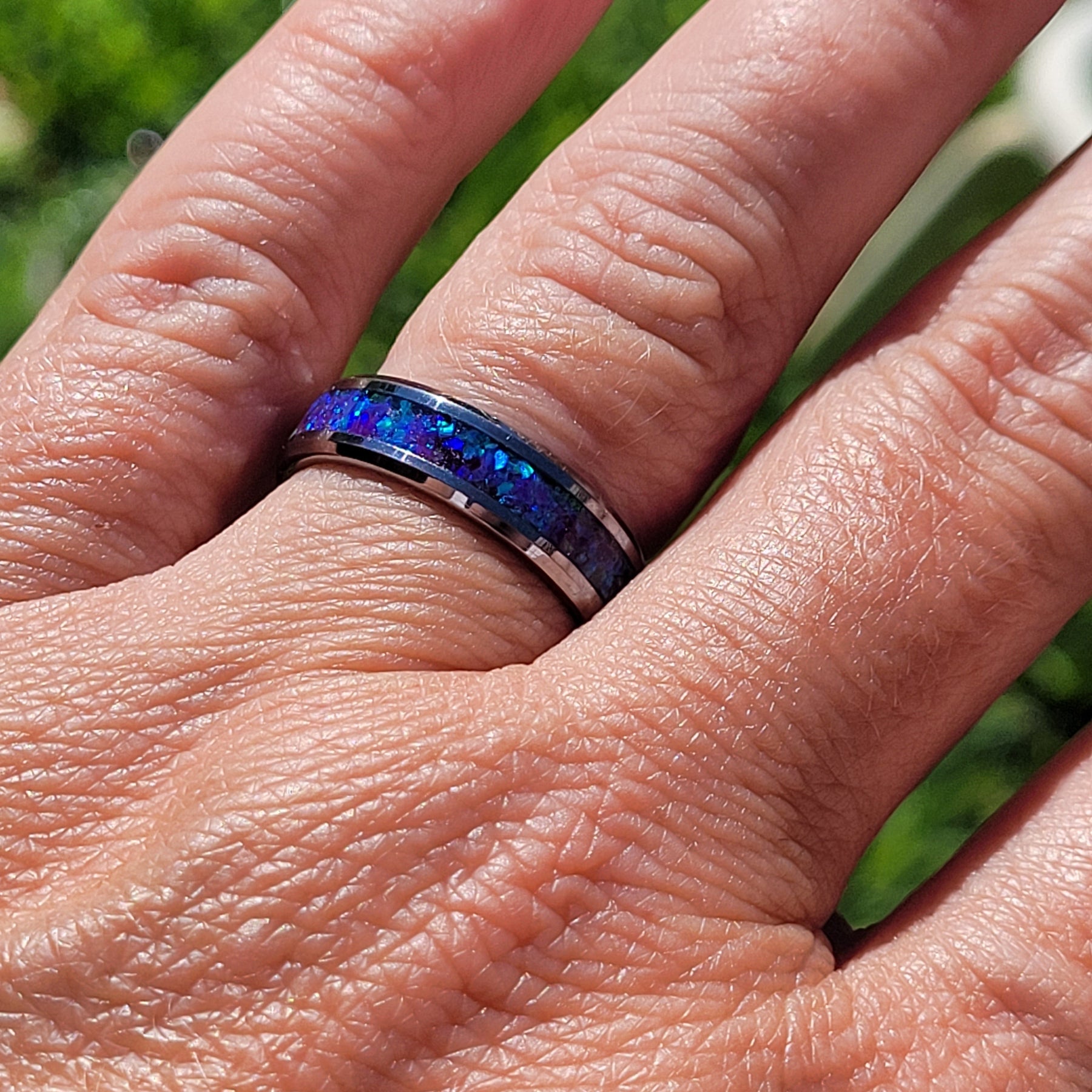 Neptune's Glow Handmade Ring by Cotton Street Art Company, handmade jewelry detail photo 5