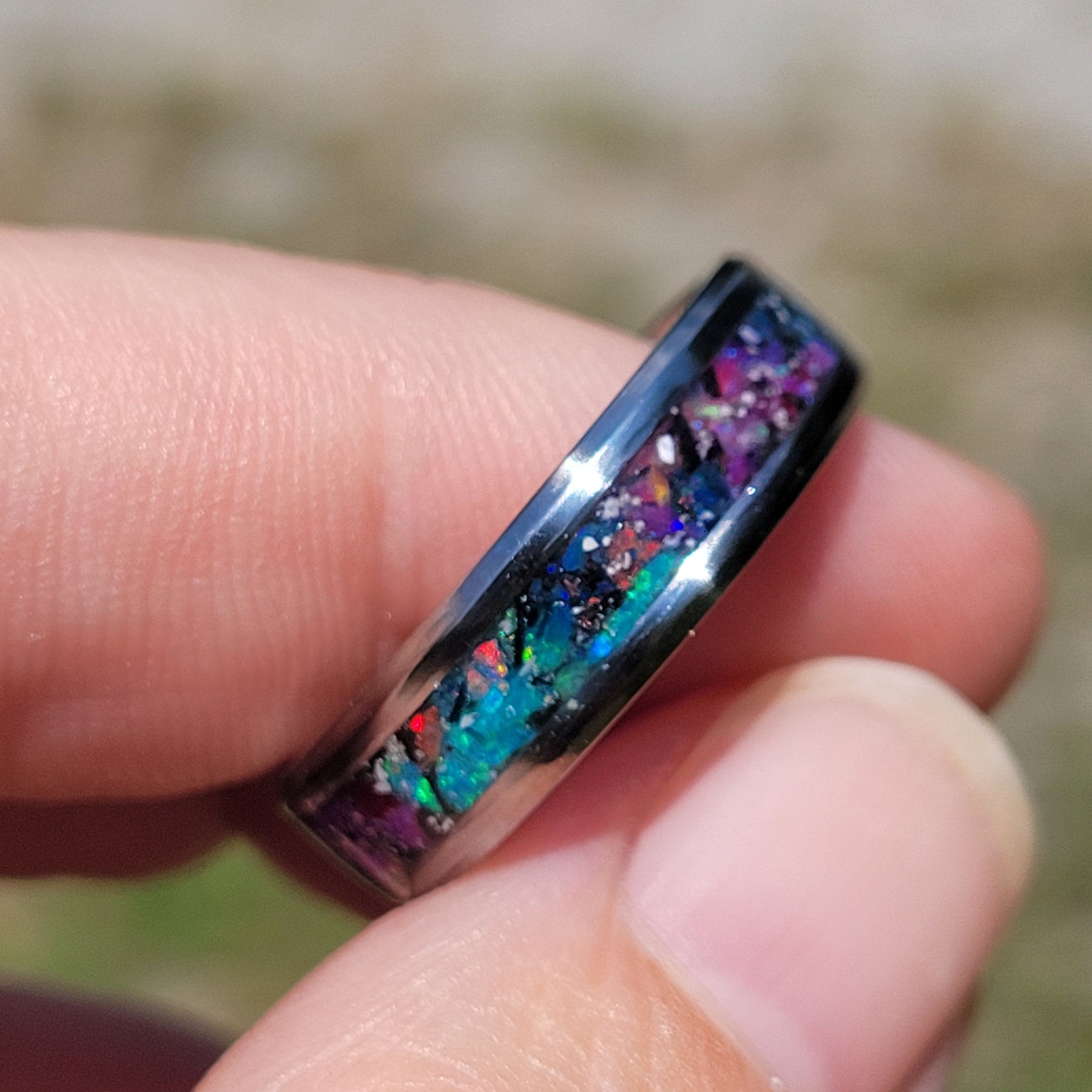 Nebula's Waiting Memorial Ring by Cotton Street Art Company, handmade jewelry detail photo 5
