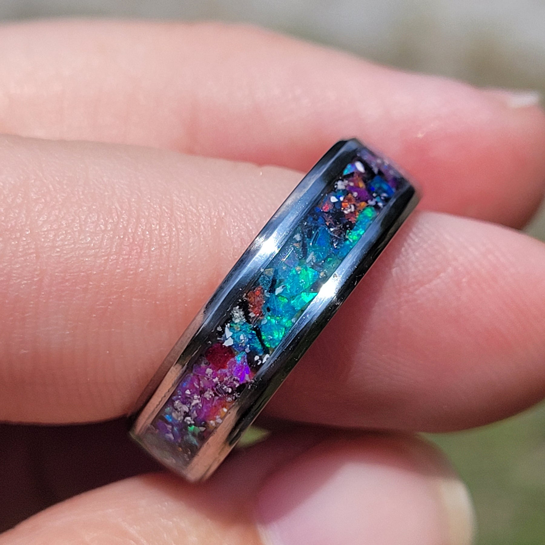 Nebula's Waiting Memorial Ring by Cotton Street Art Company, handmade jewelry detail photo 4